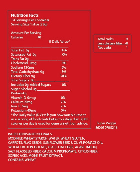 Super Veggie Sliced Bread - Keto, Protein, Low Carb, No Sugar - 1 Loaf, Sliced