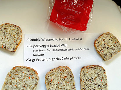 Super Veggie Sliced Bread - Keto, Protein, Low Carb, No Sugar - 1 Loaf, Sliced